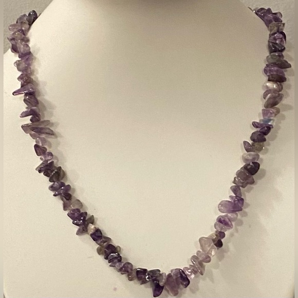 NEW AMETHYST Genuine crystal chip necklace (A) - Picture 2 of 7